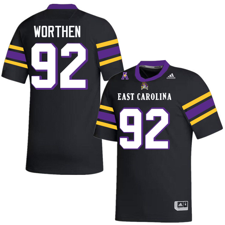 #92 Dylon Worthen East Carolina Pirates College Football Jersey Stitched-Black